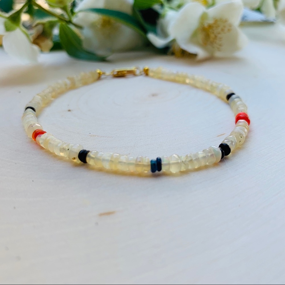 Fire OPAL Genuine Gemstone Beaded Bracelet Jewelry
